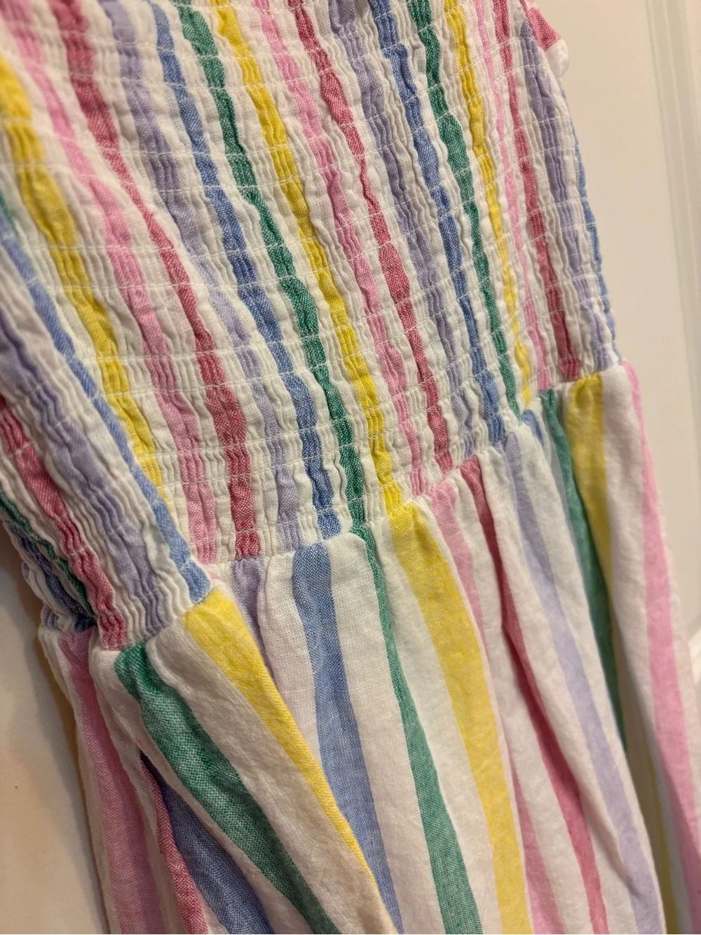 GAP Girls' Pastel Rainbow Stripe Sundress - White Multicolor